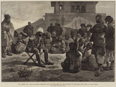 The Afghan War, Major Cavagnari arranging with the Shinwarries for the Protection of the Road from Dakka to Lundi Khana by Richard Caton Woodville junior
